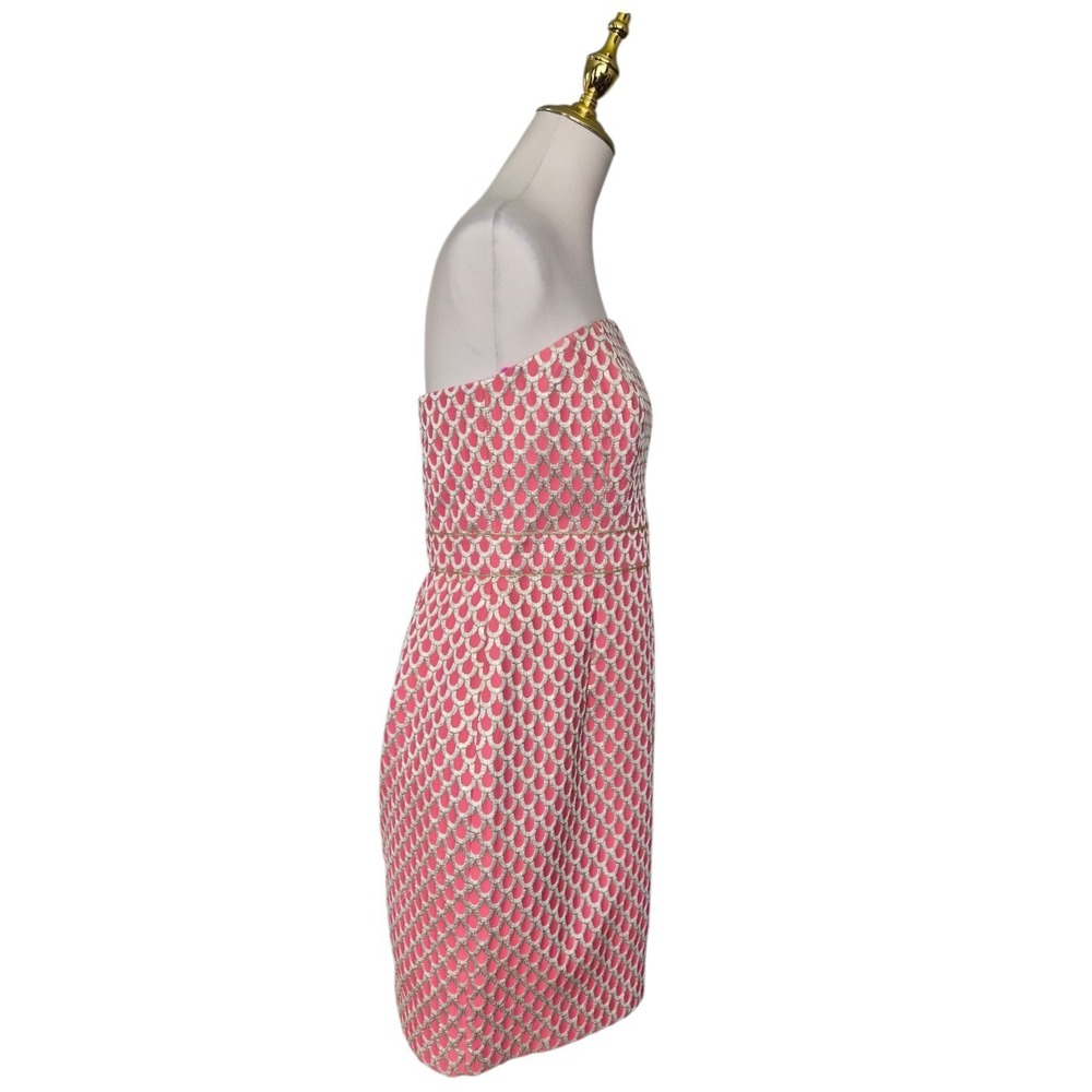 Lilly Pulitzer Josephina Strapless Dress Size 10‎ Coral Scallop Jacquard New - Picture 4 of 10